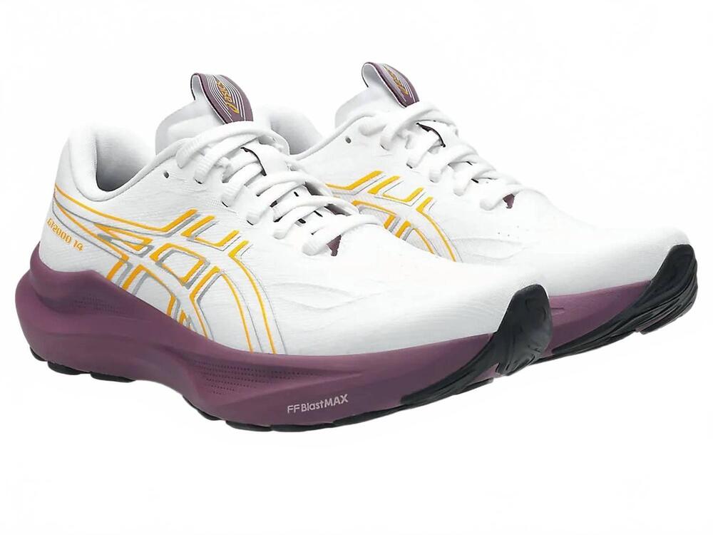 NEW ASICS women's gt-2000 14 running shoes in white/yamabuki